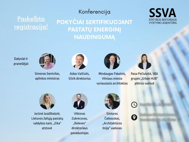 Kviečiame į SSVA konferenciją „Pokyčiai sertifikuojant pastatų energinį naudingumą“